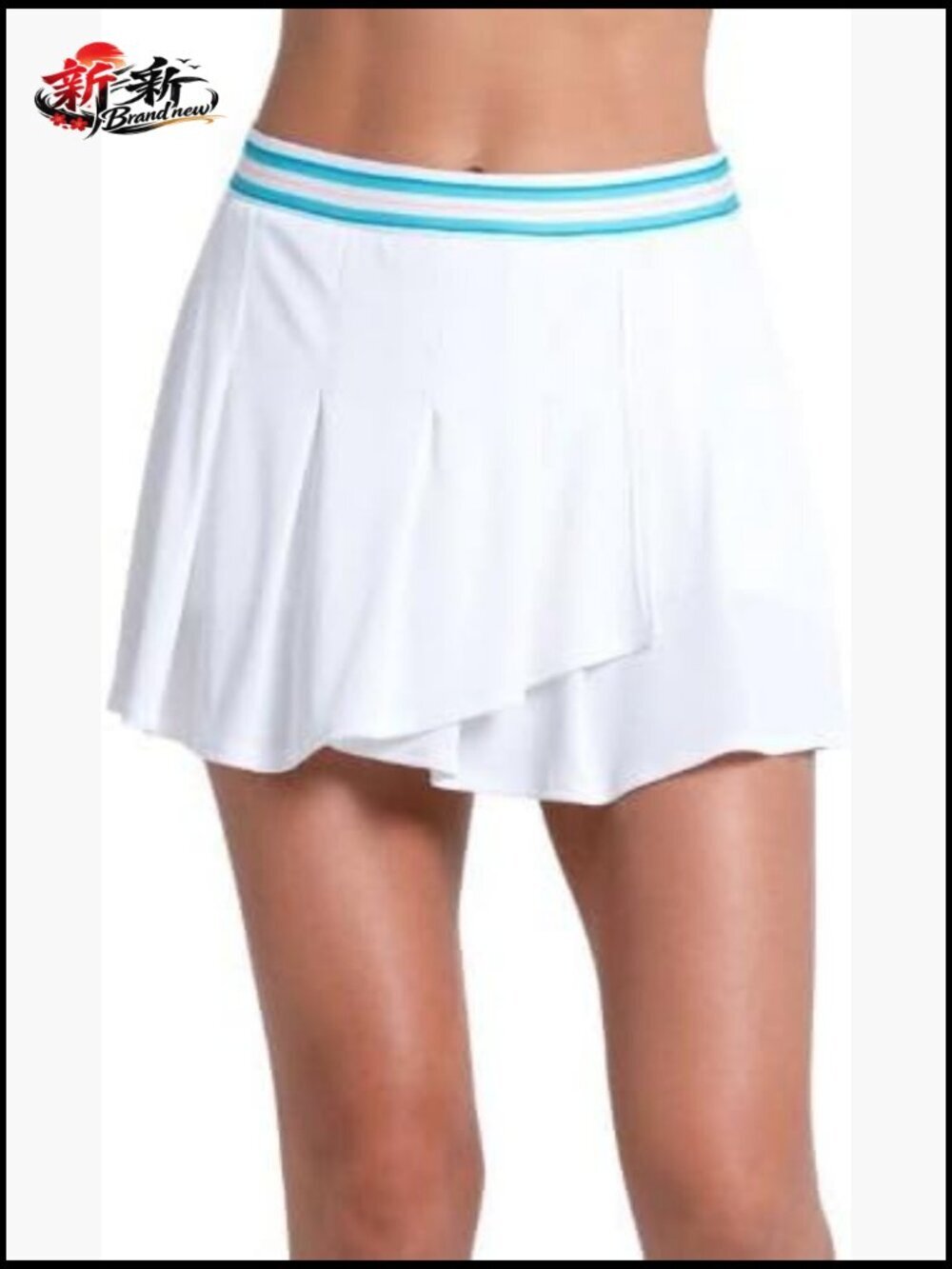 Pleat Wrap Performance Skirt with Heritage Stripe Waistband